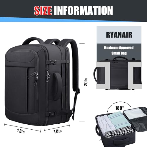 Extra Large Travel Backpack with LifetimeWarranty, Expandable Carry On Backpack with Waterproof Wet Pocket for Men Women, Anti-Theft TSA Flight Approved 18 Inch Laptop Duffel Bag for Travel, Black by JARWAM - Used condition - US$27.18