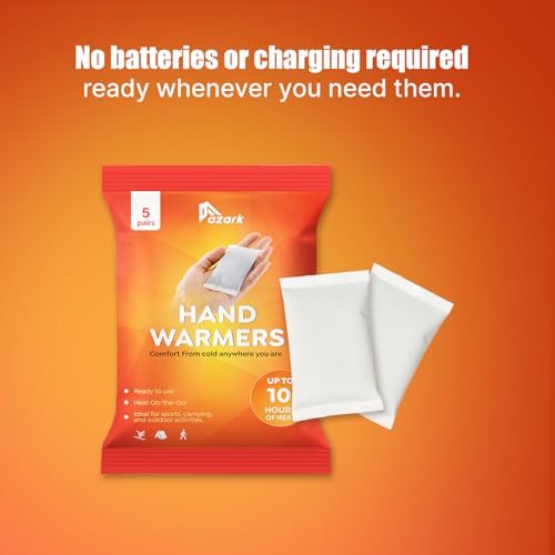 azark Unisex Disposable Hand Warmers 5 Pack, Up to 10 Hours Heat Instant Fast Heating Packs for Men & Women Portable Pocket Size, Ideal for Sports, Camping, Hiking, Travel, Skiing, Cold Weather - Image 4