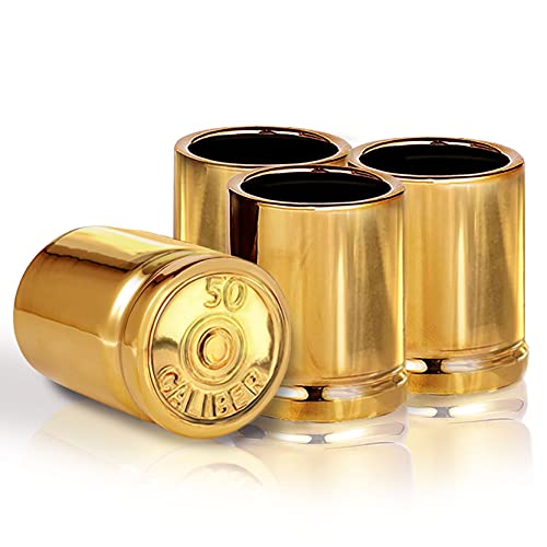 Yuwoda Gold Shot Glass - 2 Ounces Best Cool Shot Glasses For men, Man Cave Stuff, Perfect 21st Birthday Gifts for Him, Unique Shot Glasses, Set Of 4 Shot Glasses