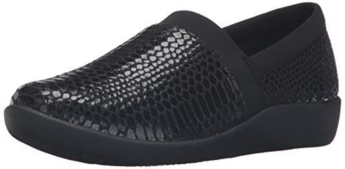 Clarks Women's CloudSteppers Sillian Blair Slip-On Loafer, Black Python Synthetic, 7 M US
