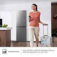 Hisense RB327N4AD2 Kühl-Gefrierkombination/ NoFrostPlus/ Multiflow 360°/ HolidayMode/ FreshZone/ 182,4 cm/ Kühlteil 171 l/ Gefrierteil 85 l/ 41 dB/ 287 kWh/ Jahr/ Edelstahl-Look – Ansicht 5