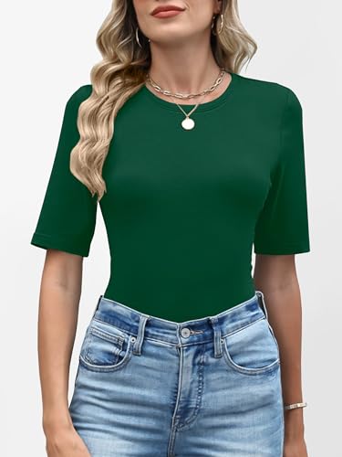 Image of ANRABESS Womens Half Sleeve Tops Crewneck Shirts Basic Fit Work Tee