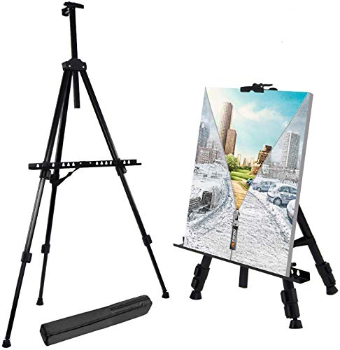 Qatalitic Portable Lightweight Metal Display Easel with Free Weatherproof Carry Bag, Holds Canvas Upto 32