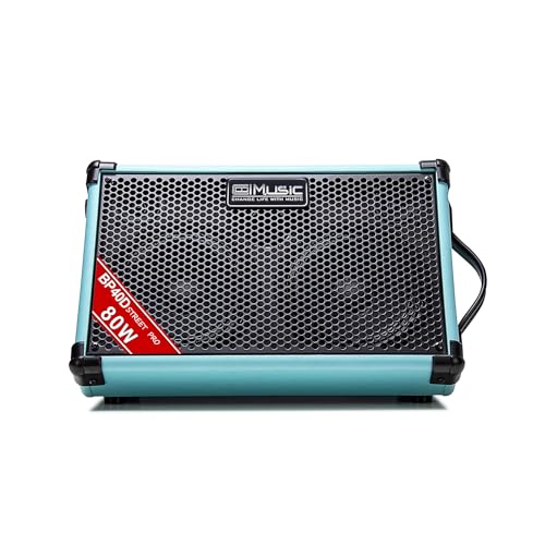 Image of Coolmusic BP40D Powered Acoustic Guitar Amplifier- Portable Bluetooth Speaker 80W W /Battery with Reverb Chorus Delay Effect, 6 Inputs,3 Band EQ, Blue