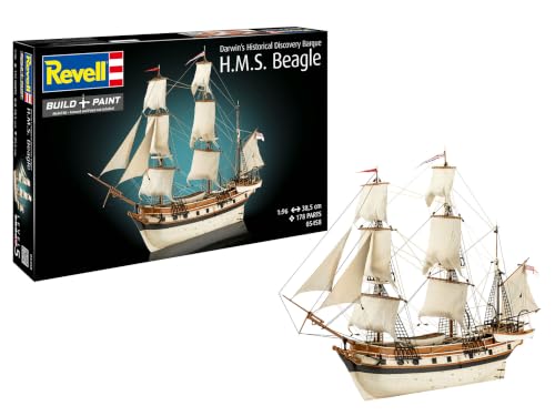 Revell 05458 Darwin's Historical Discovery Barque H.M.S. Beagle 1:96 Scale - Unbuilt/Unpainted Plastic Model Kit