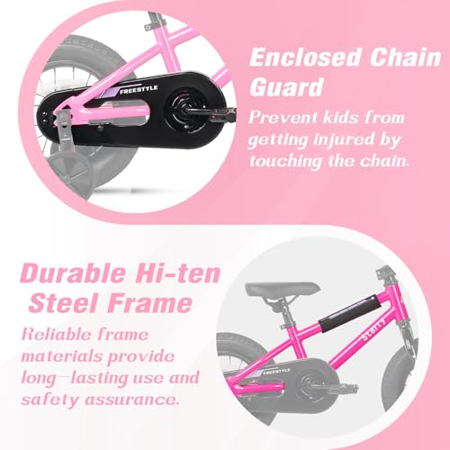 Image of 12 14 16 18 Inch Kids Bike BMX Style Bicycle with Training Wheels Coaster Brake for 2-10 Years Old Toddlers Boys Girls Multiple Colors