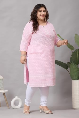 Image of DREAM & DZIRE Chikankari Kurti for Women of Cotton in Plus Size & Small Size.