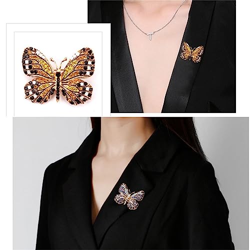 Image of Butterfly Brooch Pins for Women Girls Multicolor Shining Rhinestone Crystal Butterfly Brooch Pin Lapel Safety Pin Corsage Scarf Shawl Clothing Accessories Wedding Party Banquet