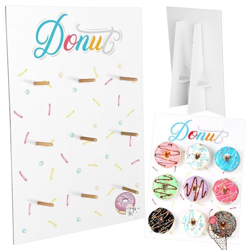Jetec Donut Stand Donut Display Stand Cute Doughnuts Wall Display board for Wedding Party Dessert Table Reusable Dessert Holder for Birthday Party Supplies Baby Shower Treat(White)
