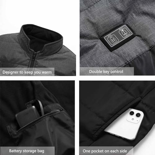 Chaleco calefactable con batería, chaqueta térmica eléctrica y ropa calefactable unisex de invierno 5