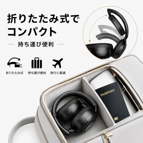 ヘッドホン bluetooth ワイヤレスヘッドホン 6つのシリコンマイク搭載 最大80時間再生ANCノイズキャンセリングIPX7防水 2026最新のBluetooth5.4 オーバーイヤーヘッドホン有線無線両用 マイク内蔵 3.5mmケーブル付き 通話対応 装着が快適で軽量/防漏音/折りたたみ可能です/ゲーム/テレワーク/通学通勤/スポーツ/音楽用iPhone/Android対応 (black)