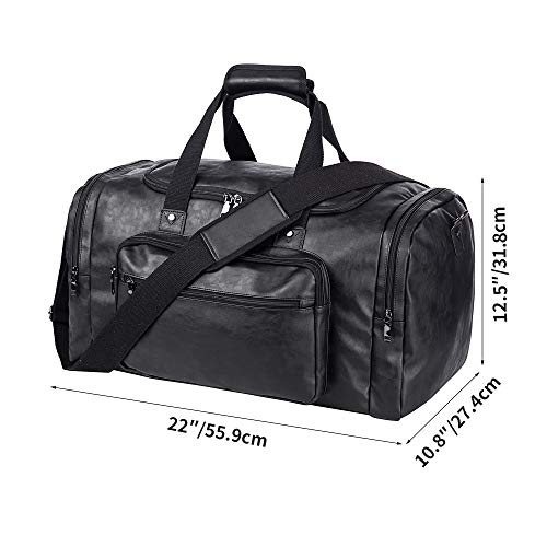 Carry on Bag, Leather Overnight Duffle Bag,Weekender Travel Tote Duffel Bag for Men or Women