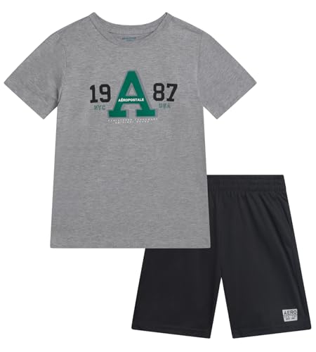 Image of AEROPOSTALE Boys Shorts Set 2 Piece Graphic Tee and Mesh Athletic Shorts | Poly-Cotton Graphic Tee, Pull On Mesh Shorts with Elastic Waist, Regular Fit