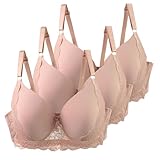 XCXC 3er Pack Damen BHS mit Bügel 85–115 B/C Große Größen Push-Up Spitzen-BH mit Verstellbaren Trägern Leicht Atmungsaktiv Komfort Unterwäsche für Alltag und Freizeit