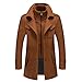 Men's Autumn and Winter Business Woolen Coat Fashion Double Cold Fabric Windbreaker (Gold, M)