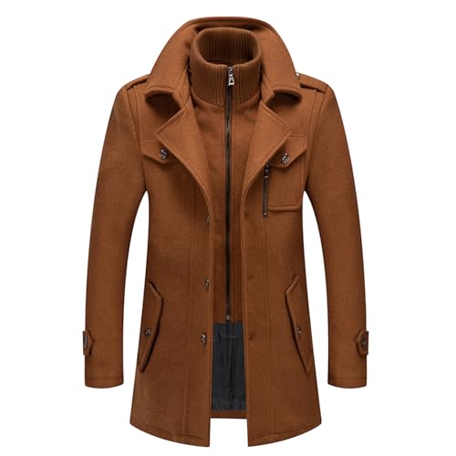 Generisch 2026 abrigo de lana de negocios de invierno para hombre moda doble cuello cortavientos tela fría, dorado, L