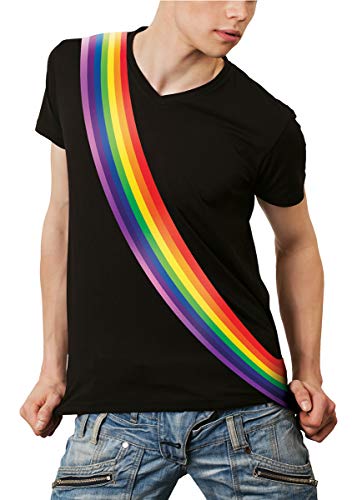 Funny Fashion Schärpe Regenbogen, 130cm, Regenbogenflagge als Schal für CSD, Pride, Rainbow Feste und mehr, fertig gebunden