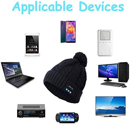 GeekerChip Rechargeable Bluetooth Hat (Black), Bluetooth 5.0 Music Hat Knitted Hat, Compatible with Smartphone/PC/Tablet, for Running Outdoor Sports Skiing Camping Hiking