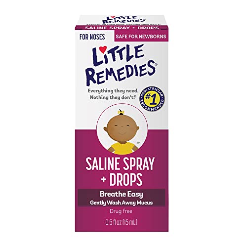 Image of Little Remedies Saline Spray/Drops | 0.5 oz | Pack of 1 | For Noses to Breathe Easily | Gently Wash Away Mucus | Newborn Safe