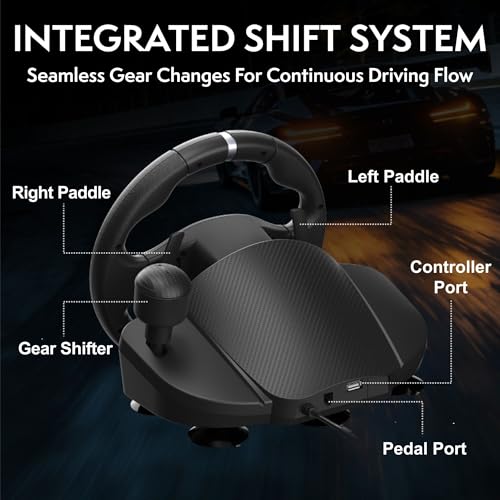Image of NiTHO Drive Pro V200 P5 Gaming Steering Wheel for PS5, Racing Wheel with Pedals and Integrated Shifter for PS5, PS4, PC, Xbox Series X|S, Xbox One, Switch 2 & Switch, 270 Driving Sim with Vibration