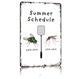 KERUNSM Summer Schedule Cabin Bug Funny 8x12 Inch Aluminum Vintage Metal Tin Signs-For Living Room Kitchen Bedroom Patio Porch Men'S Nest Wall Decor
