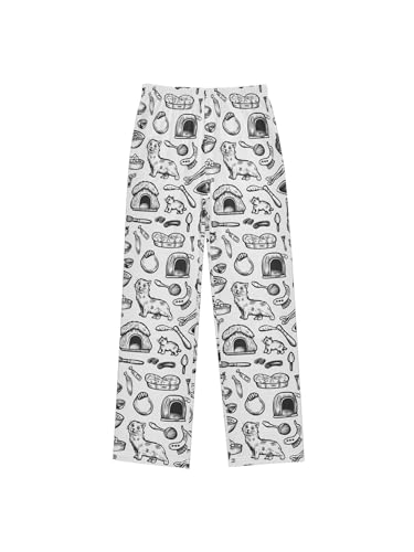 Black White Line Cat Boys Pants for Kids Jogger Pants with Pockets S