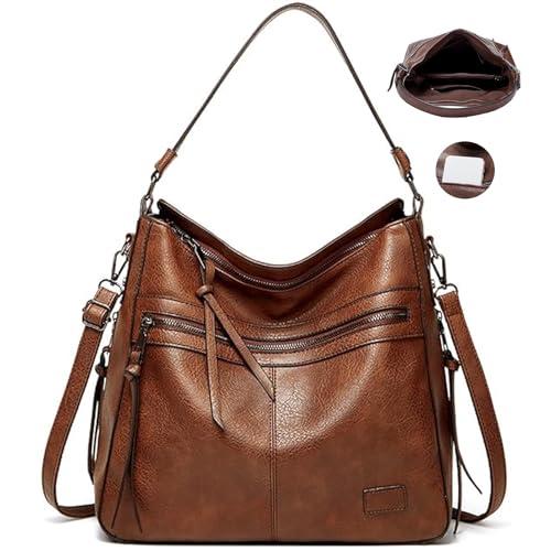 Accesorios Para Dama, Watch Bolso de Mano para Dama Tote Bolsa - Crossbody Bolsos para Mujeres Gran Capacidad Suave PU Cuero Señora Bolsos de Hombro #1 Café