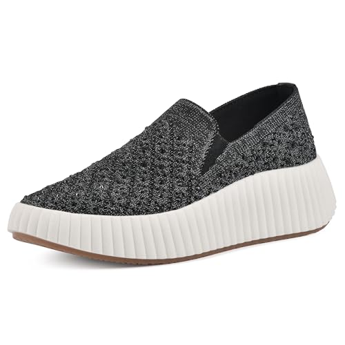 WHITE MOUNTAIN Women's Dyles Rhinestoned Woven Knit Sneaker