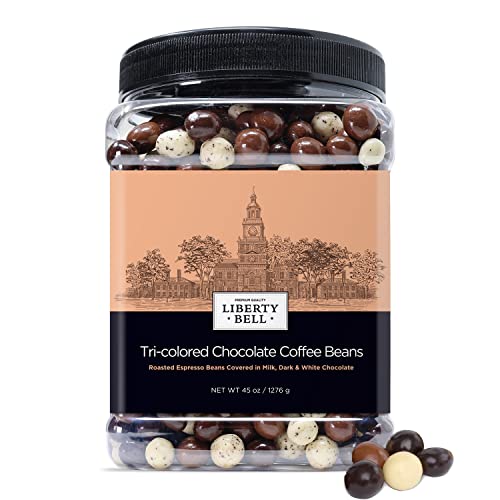 Liberty Bell Chocolate Covered Espresso Beans Tri-Color Blend Candy, 45 Ounce Tube #TOP20