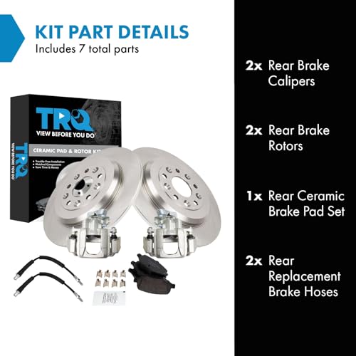 Image of TRQ Rear Brake Pad and Rotor Set Ceramic Calipers Compatible with 2009 Ford Flex 2010-2012 Taurus 2009-2012 Lincoln MKS