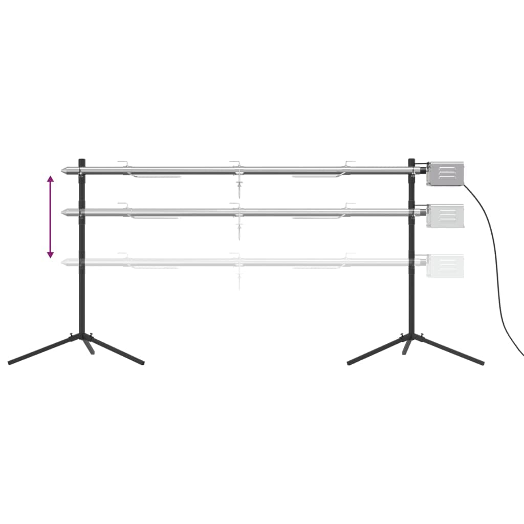 vidaXL Rotisserie Grill Automatisch, Elektrogrill mit Drehspieß Griffen, Spießgrill für Außenbereich, Outdoor Grill Holzkohlengrill, Edelstahl