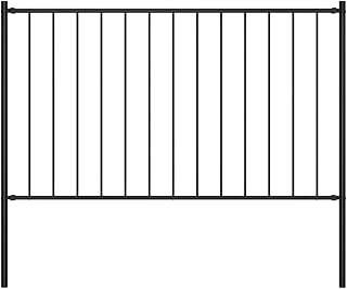 Fence Panel with Posts Powder-Coated Steel 5.6'x3.3' Black Steel Anti-Rust Fence Panel,Easy Installation Kit, Outdoor Residential Fencing for Yard, Garden, Concrete