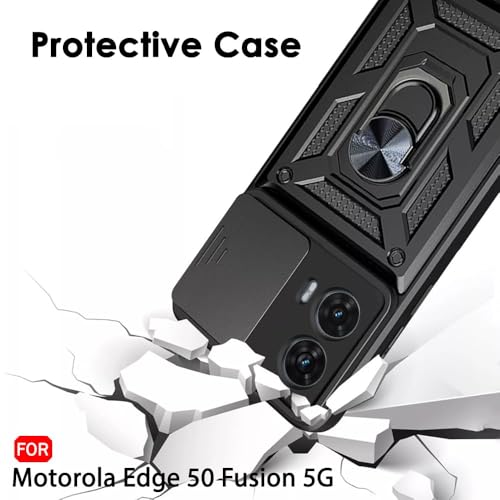 Image of AIBEX Back Cover for Motorola G96 5G / Motorola Edge 50 Fusion 5G | D10 Tough Armor Case | Sliding Camera Shield | 360 Protection | Kickstand Ring Holder | Military-Grade Shockproof Bumper Case