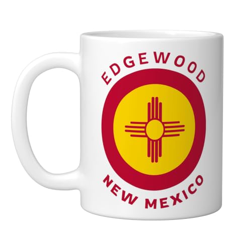 Edgewood New Mexico NM Flag Zia Vacation Souvenir Ceramic Mug, White, 11oz