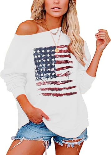 Esoaripe Usa Flag Sweatshirt Womens 4Th Of July Memorial Day Gift Shirt Casual Long Sleeve American Proud Pullover Tops cover