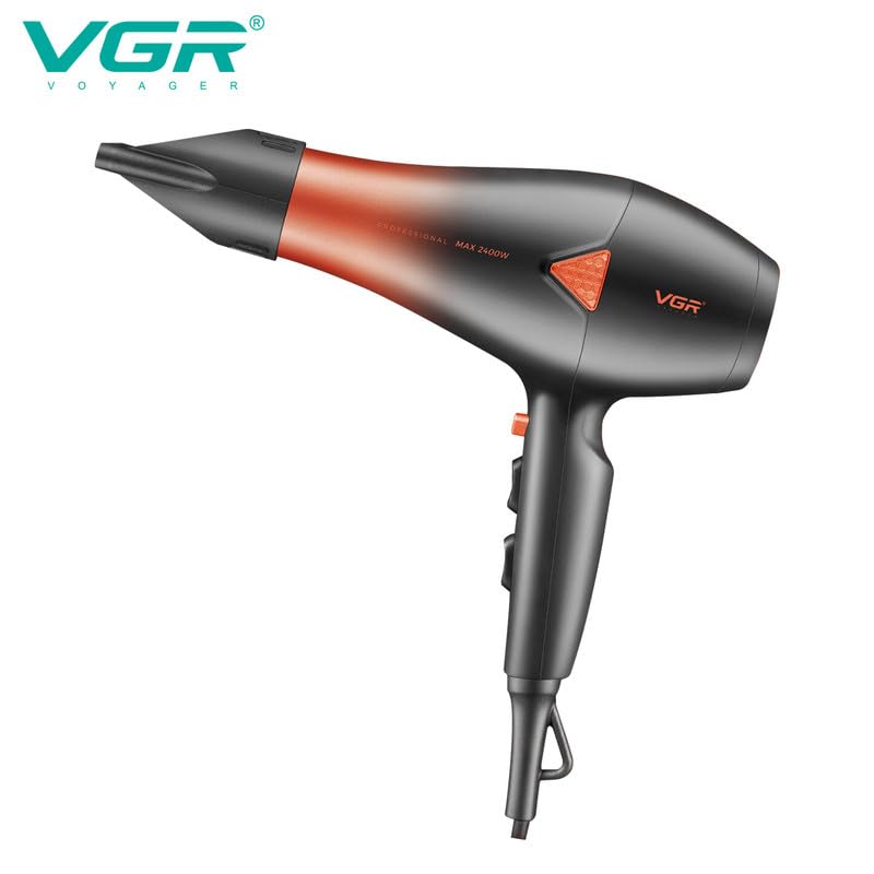 Image of VGR V-455 Professional Salon Series Hair Dryer 2000-2400W AC Motor 3 Heat & 2 Speed Setting Independent Cool Shot 2 Styling Nozzle Concentrator Overheating Protection 2.5M Cord cable, RED