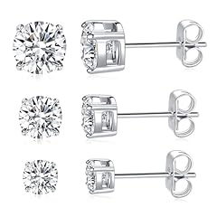 A-White Gold-3/5/7MM (3 Pairs)