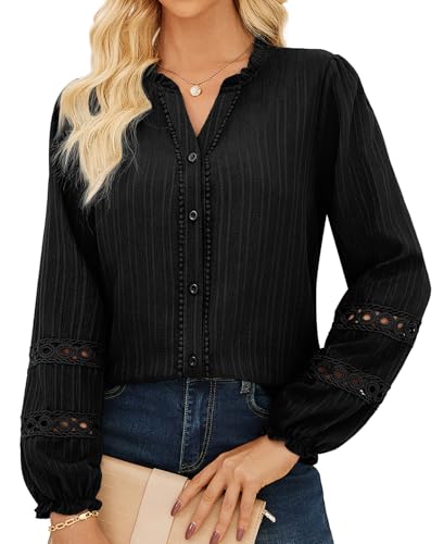 GRACE KARIN Women Dressy Casual Tops Long Sleeve Button Down