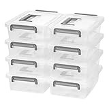 IRIS Medium Modular Latching Box - Silver Handle, 8 Pack