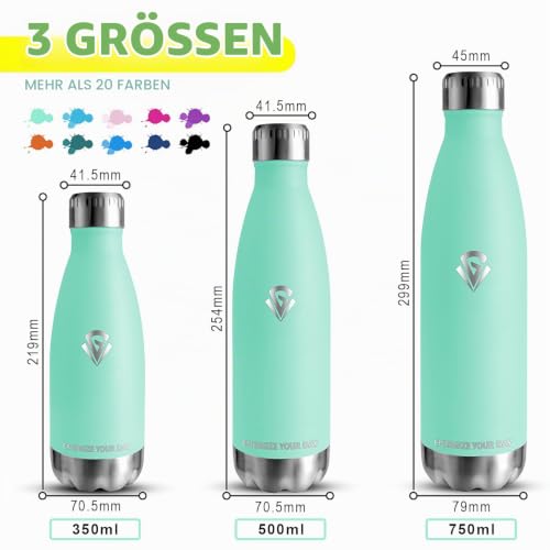 Grsta Trinkflasche Edelstahl - 500ml - Trinkflasche Sport Doppelwandige Vakuumisolierte, Thermosflasche Auslaufsicher… – Ansicht 4