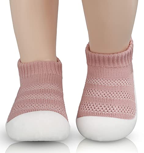 Sebellst Baby Girl Sneakers Toddler Infant First Walking Shoes Non-Skid Indoor Baby Sneakers Soft Sole Non Slip Cotton Mesh Breathable Lightweight Baby Shoes (Pink, 9-12 Months) #TOP1