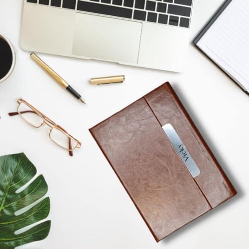 Image of Giftana Personalized Diary with Name, Customized Leather Notebook Diary with Magnetic Flip Lock, A5 Size, 192 Ruled Pages Office Diaries for Writing, New Year Corporate Gifts for Employee (Brown 5)