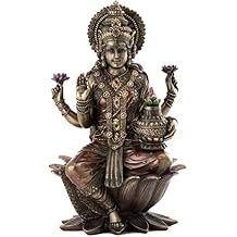 Top Collection Seated Lakshmi Hindu Statue - Goddess of Wealth, Fortune, Wisdom, and Prosperity Sculpture in Premium Cold Cast Bronze - 12.5-Inch Collectible Figurine