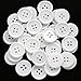 GANSSIA 13/16" (20mm) Sewing Flatback Buttons Colored White Pack of 80 Pcs