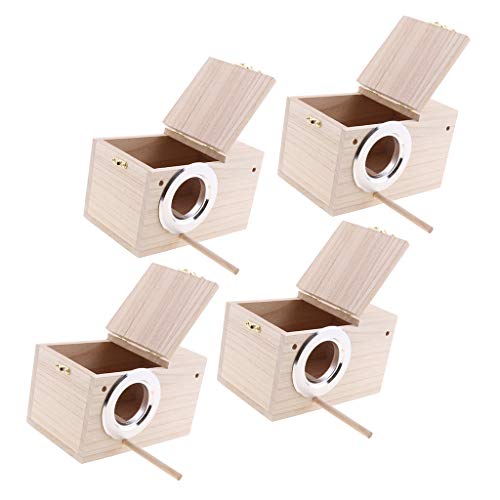 Homozy 217D634ADE9748B45E8DCFFD4C918094 4Pcs Pet Bird Wood Breeding Box Parakeet Budgie Cockatiel Breeding Nesting Bird Aviary Cage Box thumb #4