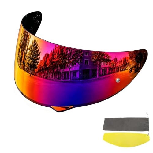 Image of PSLER Shatterproof Helmet Visor for HJ-34P C10,(Film&Blue Purple Red)