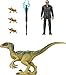 Jurassic World Dominion Human & Dino Pack Dr Ian Malcolm & Velociraptor & Accessories, Authentic Action Figures, Movable Joints, Ages 4 Year & Up