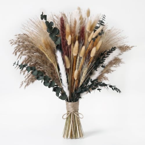 Bpole 92 Pcs Dried Pampas Grass, 13-15 inch Natural Pompas Boho Decor
