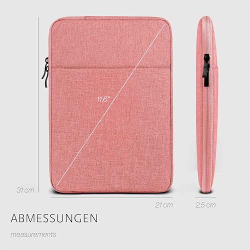 Housse rose pour Honor Pad X9a en polyester imperméable avec pochette accessoires