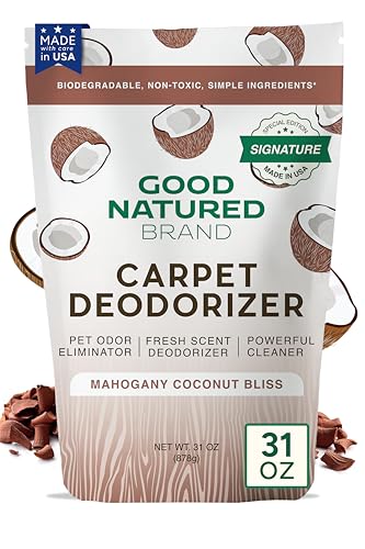 Good Natured Brand | Carpet Deodorizer & Freshener Powder | 31 oz Pet Odor Eliminator for Strong Odor & Pet Urine | Fresh Natural Mahogany Coconut Bliss Scent | Safe for Homes with Pets